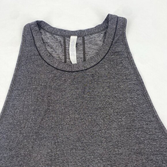 Lululemon Size 8 Pace Perfect Tank Heathered Gray Black Oversized - Picture 3 of 8